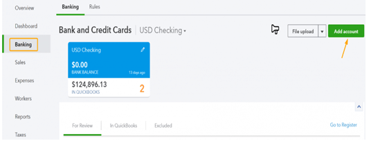 Add account in QuickBooks