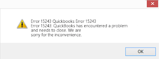 Quickbooks error 15243