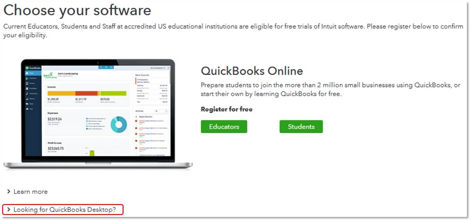 quickbooks software download free for students