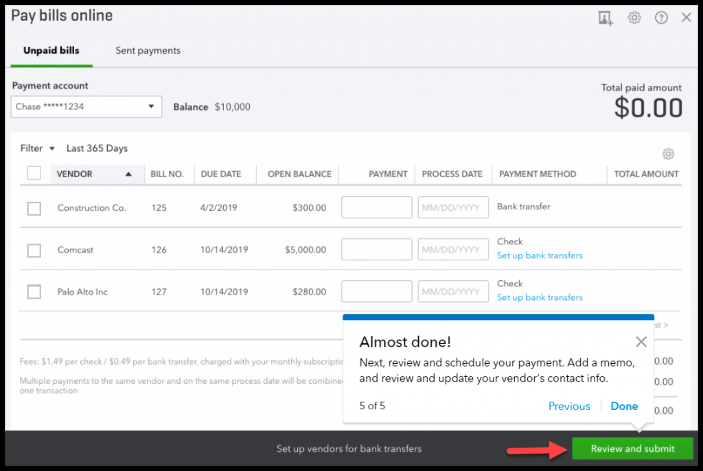 quickbooks online bill pay Save