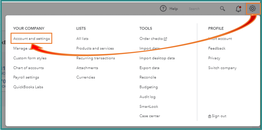 QuickBooks Account and settings