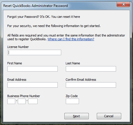 How to reset QuickBooks password