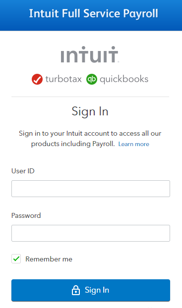 Intuit Online Full Service Login Page