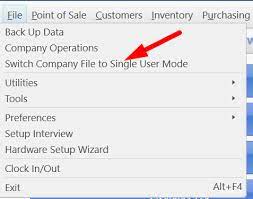 switch company file to single user mode