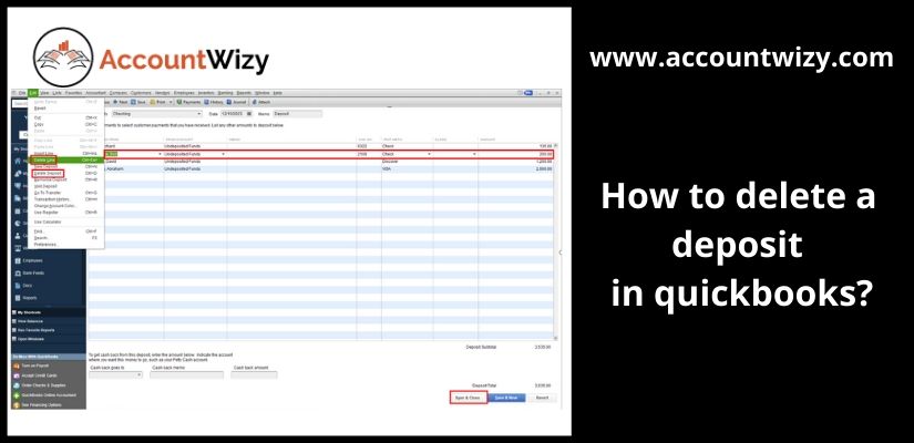 how to delete a deposit in quickbooks?