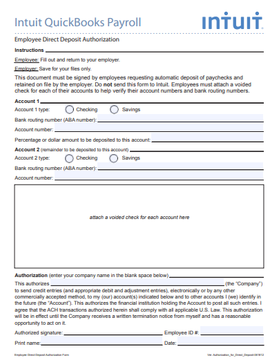 QuickBooks authorization form