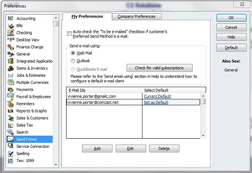 Set Up Web Mail in QuickBooks Desktop