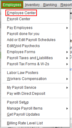 Employees center in QuickBooks Direct Deposit