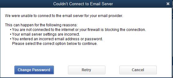 could not connect to email server