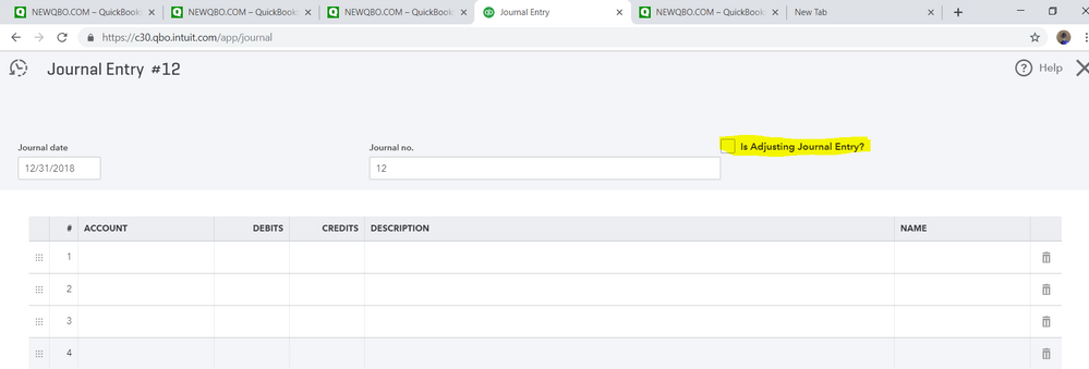 adjust journal entry checkbox