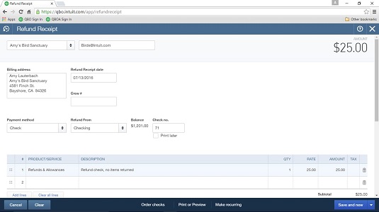 Record Refund in QuickBooks Online