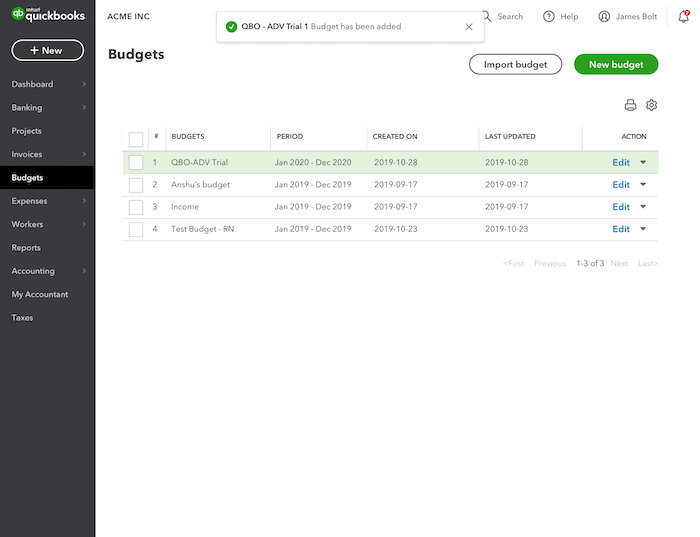 Budgets in QuickBooks Online Advanced