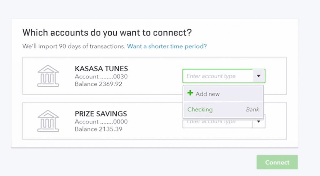 connect bank and credit card account to QuickBooks Online