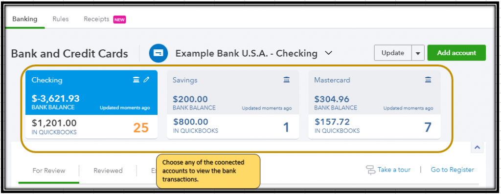 QuickBooks Online downloads bank transactions