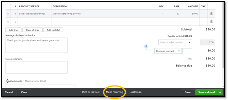 create a recurring transaction