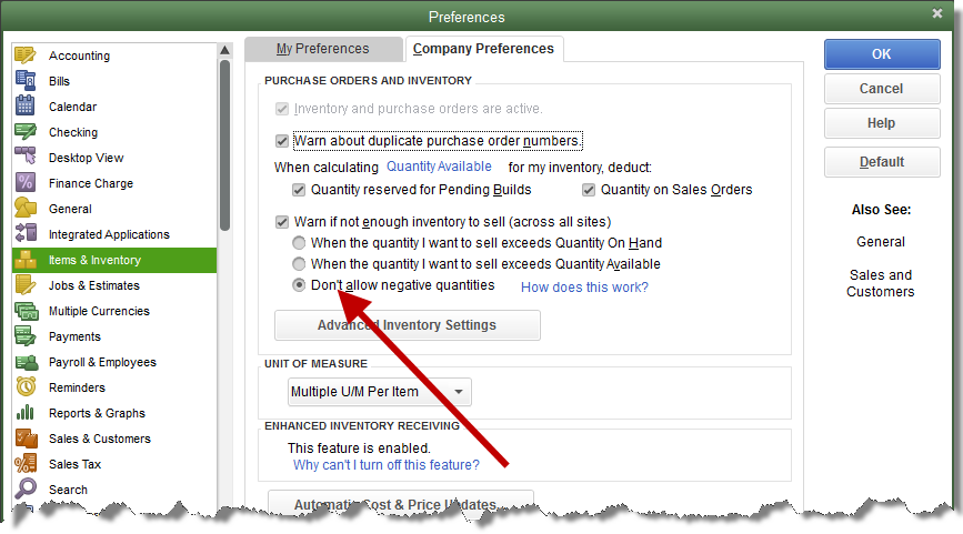 Fix Negative Inventory In QuickBooks