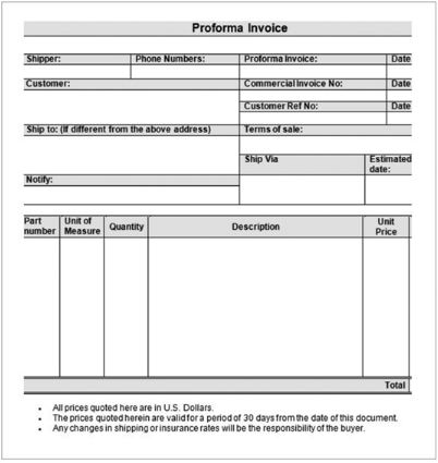 Proforma Invoice