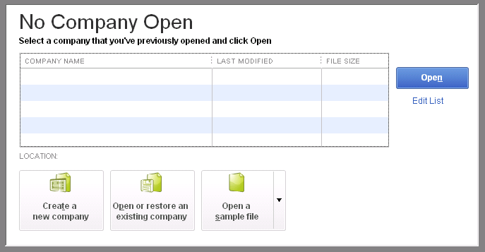 set up a new comapny file in QuickBooks