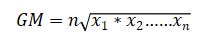 Formula of geometric mean